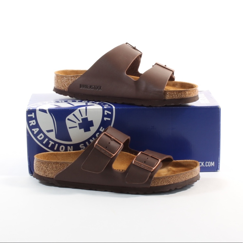 Birkenstock Arizona Brown Leather Cork Sandals NEW - Picture 3 of 8